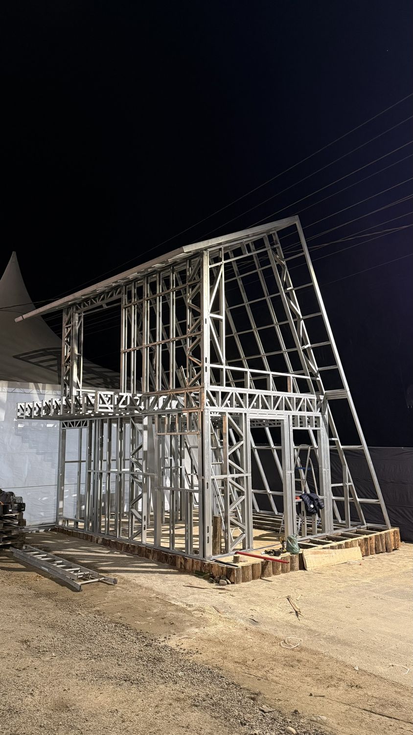 Estrutura A-Frame em Light Steel Frame, vista frontal